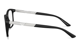 Shop Emporio Armani Eagle Logo Wide Pillow Eyeglasses in Black online.