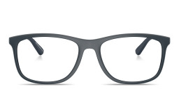 Shop Emporio Armani Modern Pillow Eyeglasses in Matte Dark Blue online.