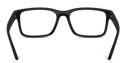 Shop Prada Linea Rossa Logo Lettering Rectangle Eyeglasses in Black Rubber online.