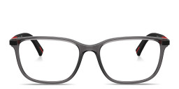 Shop Prada Linea Rossa Logo Signature Wide Pillow Eyeglasses in Transparent Anthracite online.