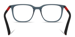 Shop Prada Linea Rossa Logo Signature Pillow Eyeglasses in Transparent Blue online.