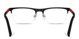 Shop Prada Linea Rossa Logo Signature Wide Half-Rim Pillow Eyeglasses in Matte Black online.