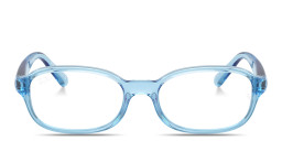 Shop Ray-Ban Junior Optics Kids Bio-Based Pillow Eyeglasses in Transparent Blue online.