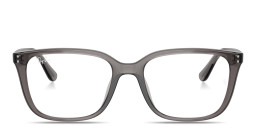Shop Ray-Ban Embossed Logo Unisex Wide Square Eyeglasses in Transparent Opal Grey online.