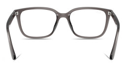 Shop Ray-Ban Embossed Logo Unisex Wide Square Eyeglasses in Transparent Opal Grey online.