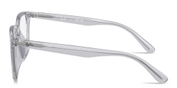 Shop Ray-Ban Embossed Logo Unisex Wide Square Eyeglasses in Transparent Light Grey online.