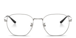 Shop Ray-Ban Logo-Engraved Unisex Irregular Eyeglasses in Silver online.
