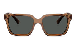 Shop Armani Exchange Logo Lettering Square Sunglasses in Transparent Brown online.