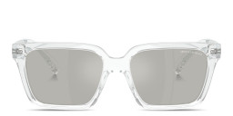 Shop Armani Exchange Logo Lettering Square Sunglasses in Transparent Grey online.