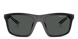 Shop Armani Exchange A|X Logo Square Sunglasses in Black online.