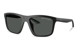 Shop Armani Exchange A|X Logo Square Sunglasses in Black online.
