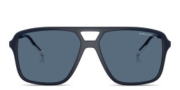 Shop Armani Exchange A|X Logo Pilot Sunglasses in Blue online.