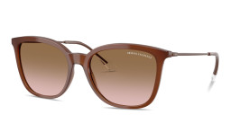 Shop Armani Exchange A|X Logo Butterfly Sunglasses in Brown online.