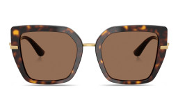 Shop Dolce & Gabbana DG Motif Butterfly Sunglasses in Havana/Dark Brown online.