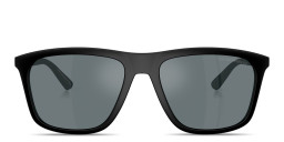Shop Emporio Armani Eagle Logo Square Sunglasses in Black online.