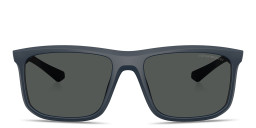 Shop Emporio Armani Eagle Logo Square Sunglasses in Matte Blue/Dark Grey online.