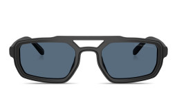 Shop Emporio Armani Logo Print Irregular Sunglasses in Black online.