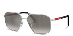 Prada Linea Rossa Logo Signature Irregular Sunglasses in Silver – Product Photo 2