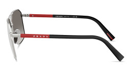 Prada Linea Rossa Logo Signature Irregular Sunglasses in Silver – Product Photo 3