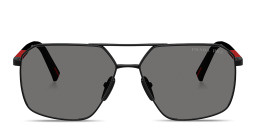 Prada Linea Rossa Logo Signature Irregular Sunglasses in Matte Black – Product Photo 1