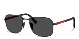 Prada Linea Rossa Logo Signature Rectangle Sunglasses in Matte Black – Product Photo 2
