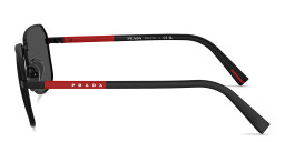 Prada Linea Rossa Logo Signature Rectangle Sunglasses in Matte Black – Product Photo 3