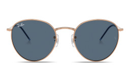 Shop Ray-Ban Round Reverse Unisex Panthos Sunglasses in Rose Gold/Dark Blue online.