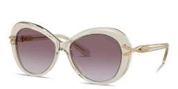 Shop Swarovski Rhinestone-Embellished Butterfly Sunglasses in Transparent Beige online.