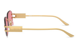 Shop VERSACE Damier Plaque Rimless Irregular Sunglasses in Gold online.