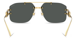 Shop VERSACE Damier Plaque Rimless Irregular Sunglasses in Gold online.