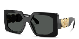 Shop VERSACE Medusa Biggie Maxi Oversized Square Sunglasses in Black online.