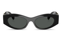 Shop VERSACE Medusa Biggie Oval Sunglasses in Black online.