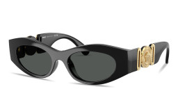 Shop VERSACE Medusa Biggie Oval Sunglasses in Black online.