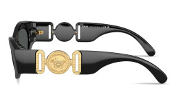 Shop VERSACE Medusa Biggie Oval Sunglasses in Black online.