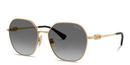 Shop Vogue Eyewear Rhinestone-Embellished Irregular Sunglasses in Gold online.