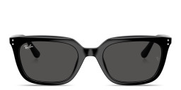 Shop Ray-Ban Logo-Embossed Unisex Square Sunglasses in Black online.