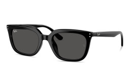 Shop Ray-Ban Logo-Embossed Unisex Square Sunglasses in Black online.