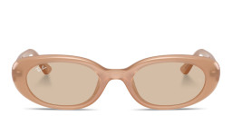 Shop Ray-Ban Embossed Logo Pillow Sunglasses in Beige online.