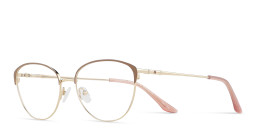 Shop TRICE Logo Wide Cat-Eye Eyeglasses in Gold Nude online.