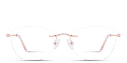 Shop TRICE Logo Unisex Rimless Irregular Eyeglasses in Rose Gold online.