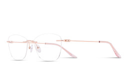Shop TRICE Logo Unisex Rimless Irregular Eyeglasses in Rose Gold online.