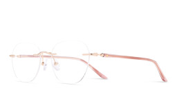Shop TRICE Logo Unisex Rimless Round Eyeglasses in Gold online.