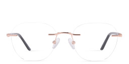 Shop TRICE Logo Unisex Rimless Round Eyeglasses in Rose Gold online.