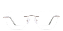 Shop TRICE Logo Unisex Rimless Round Eyeglasses in Silver online.