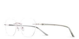 Shop TRICE Logo Unisex Rimless Round Eyeglasses in Silver online.