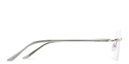 Shop TRICE Logo Unisex Rimless Round Eyeglasses in Silver online.