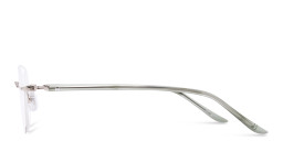 Shop TRICE Logo Unisex Rimless Round Eyeglasses in Silver online.