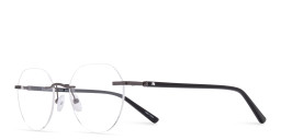 Shop TRICE Logo Unisex Rimless Panthos Eyeglasses in Gunmetal online.