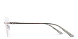Shop TRICE Logo Unisex Rimless Panthos Eyeglasses in Silver online.
