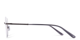 Shop TRICE Unisex Wide Rimless Aviator Eyeglasses in Dark Gunmetal online.